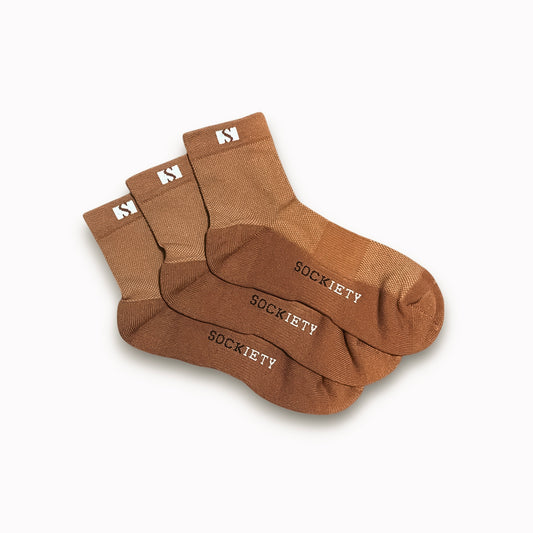 Unisex Eminent Quarter Socks 3-Pack (Brown)