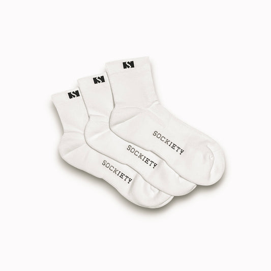 Unisex Eminent Quarter Socks 3-Pack (White)